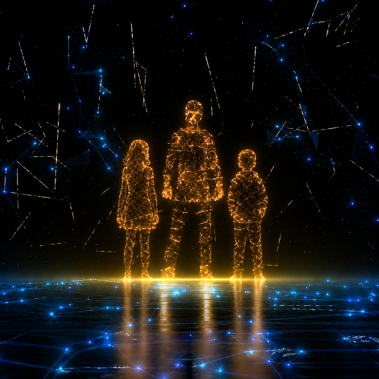 Constellation artwork of human connection and family